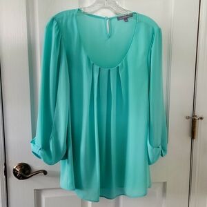 NY COLLECTION aqua blouse. Size L